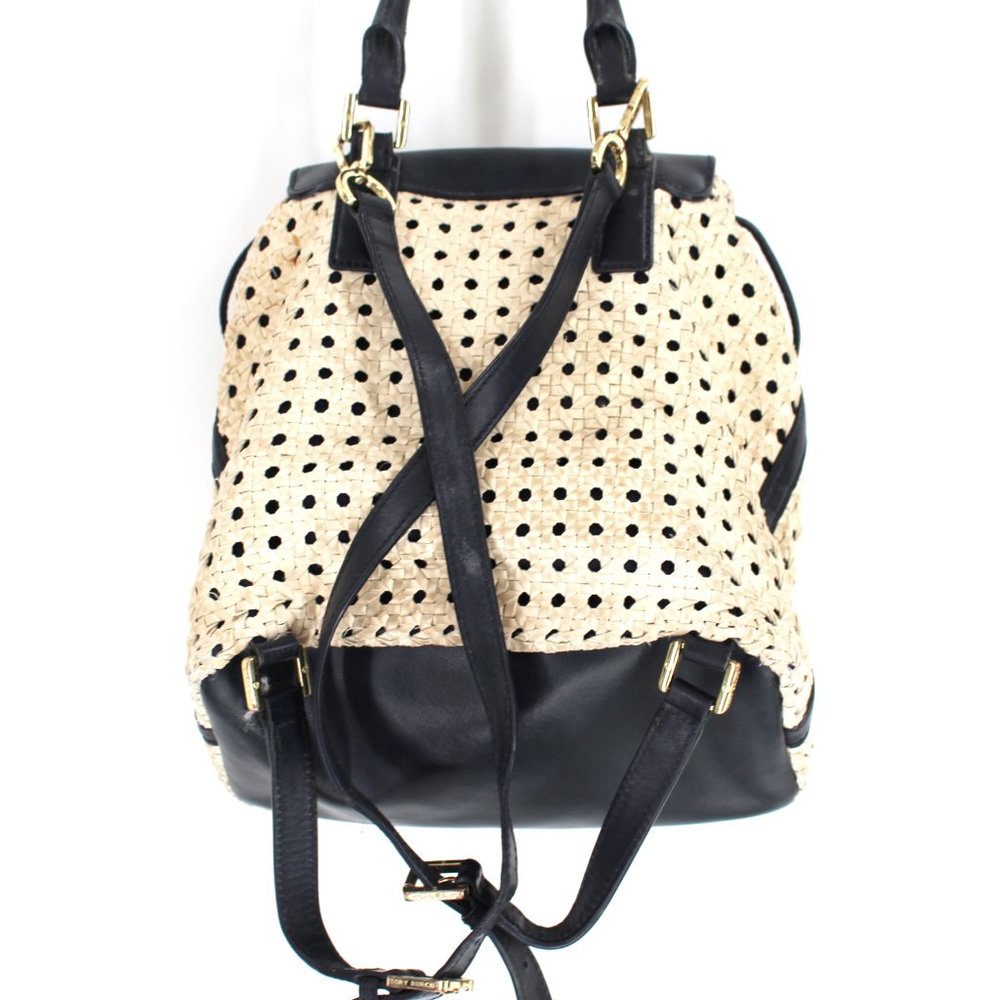 Tory Burch Navy Piper Backpack Woven Blue White Saffiano Leather - Picture 6 of 9